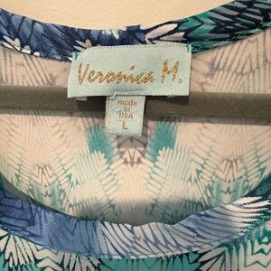 Veronica M Teal and Navy Patterned above the knee dress